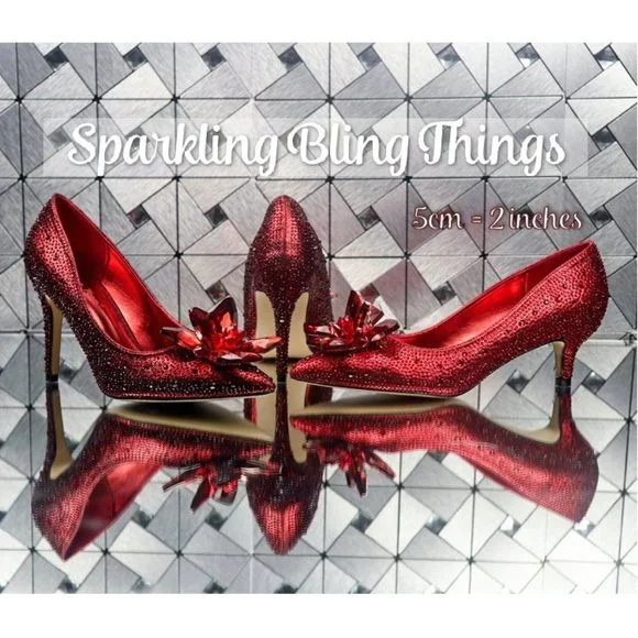 NEW Sparkling Bling Swarovski Crystal Ruby Red Slipper Wedding Shoes Pumps - Picture 4 of 6
